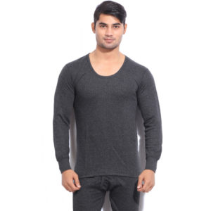 Oswal Solid Grey Thermal Set of 2 Top for Men Free Socks