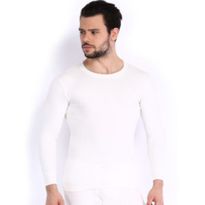 Oswal Solid White Thermal Top for Men