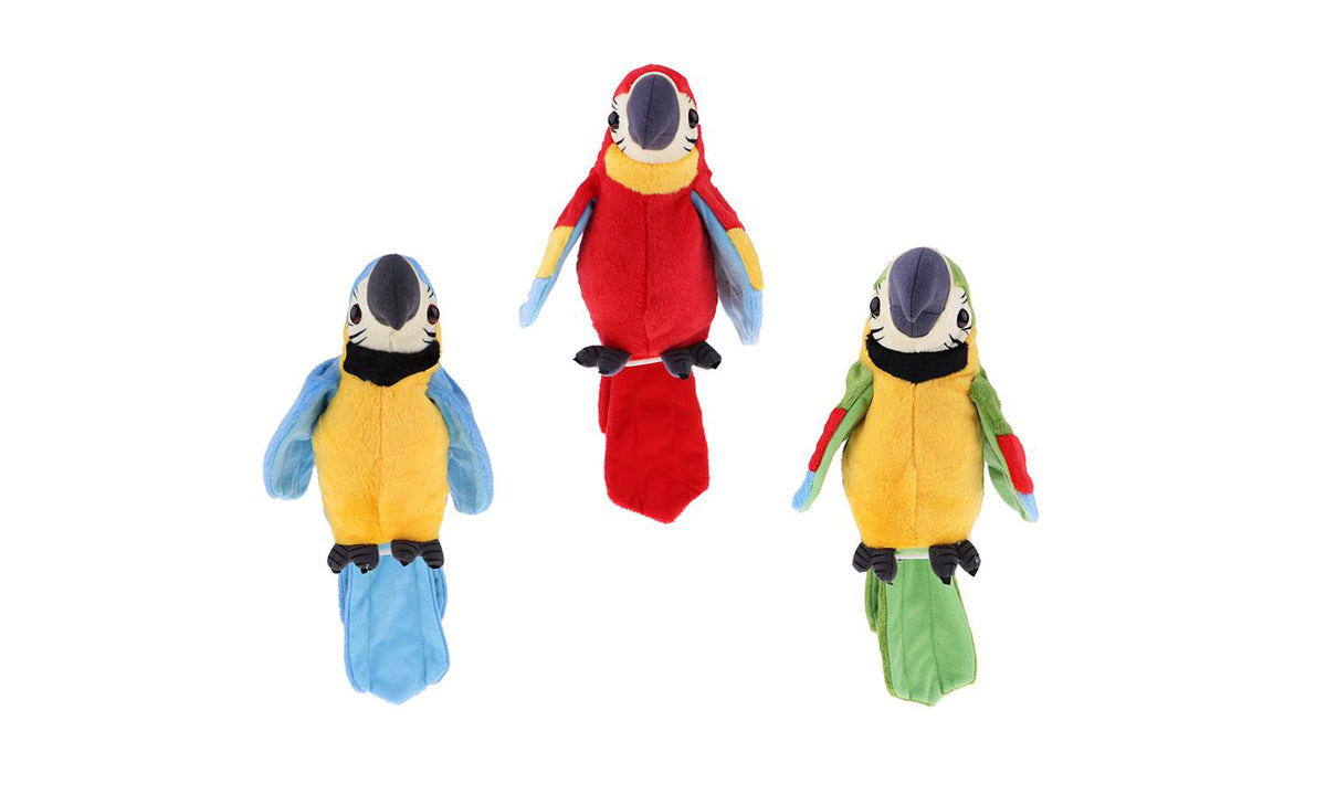 Stuffed Soft Toy Musical Parrot (Assorted Color) (18 CM)