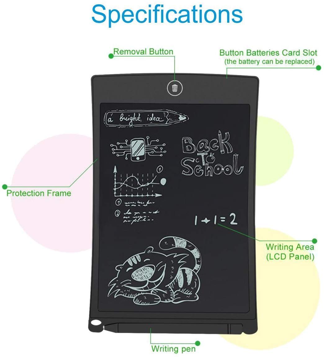 "8.5-inch LCD writing tablet for kids."