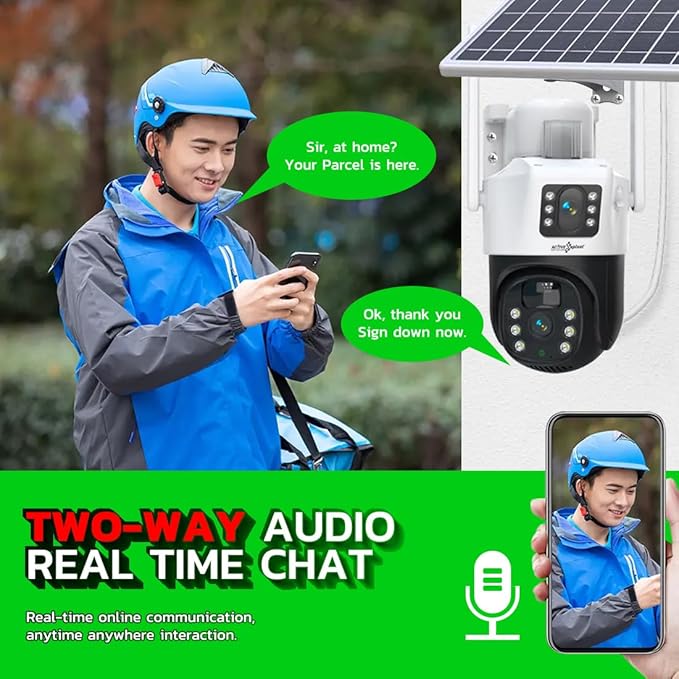 4G 2MP+2MP Dual Lens Solar Powered | 4G SIM | IP66 Waterproof | 2-Way Audio | Outdoor Surveillance for Agriculture,Construction Site,Farm,Garden etc