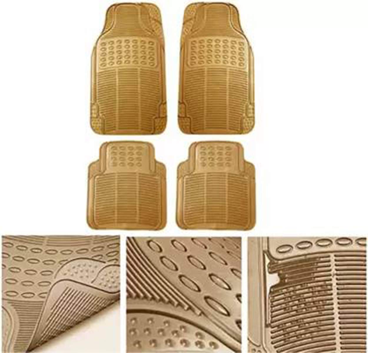 Beige Rubber Car Floor Mat Universal