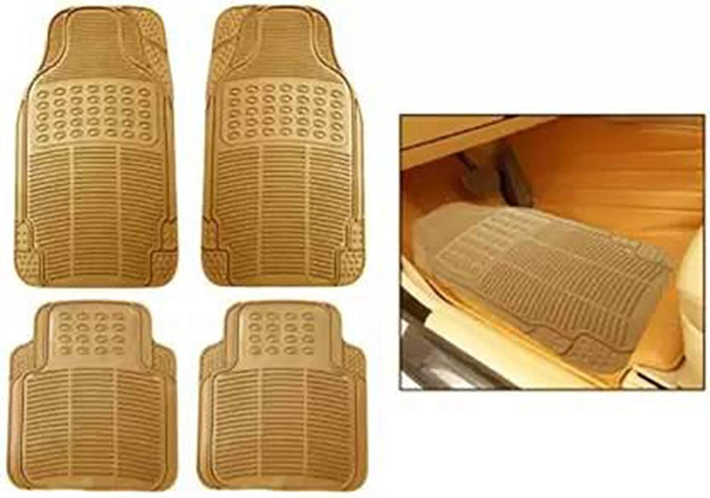 Beige Rubber Car Floor Mat Universal