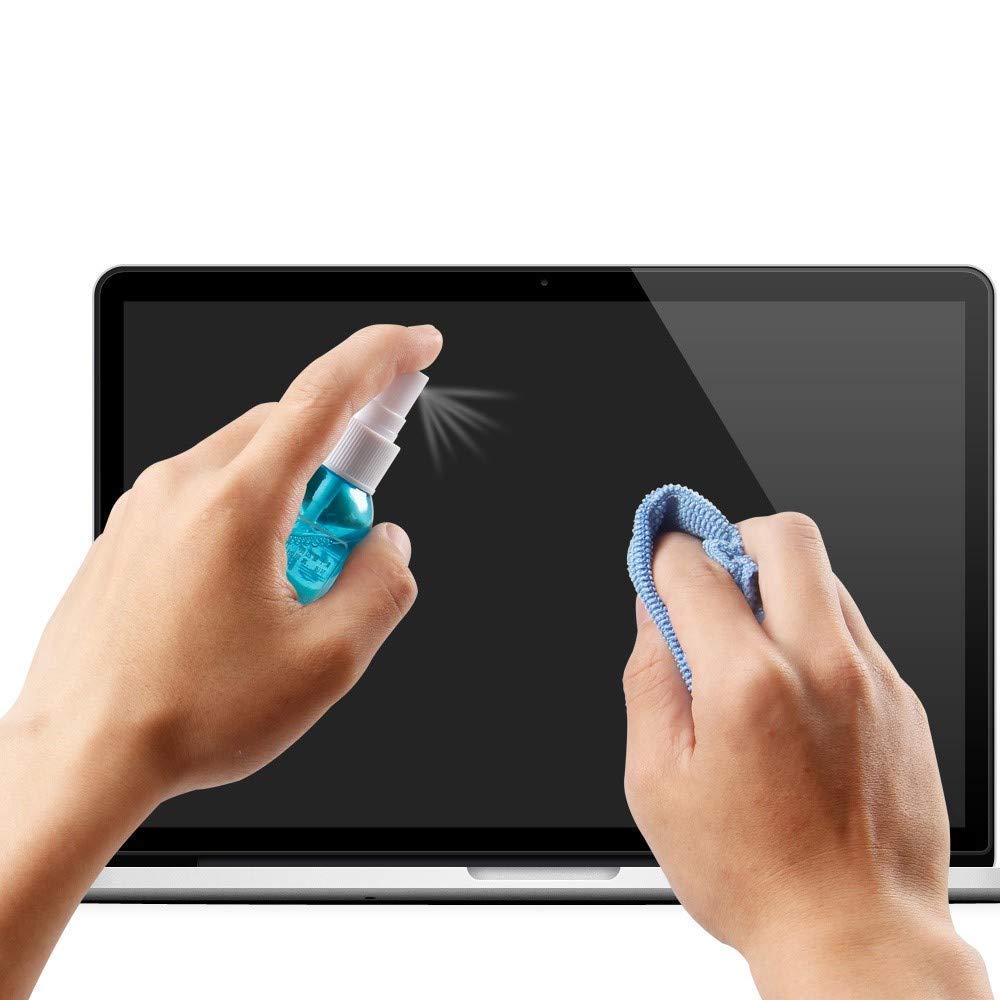 3-in-1 screen cleaner with cloth and brush for electronics.