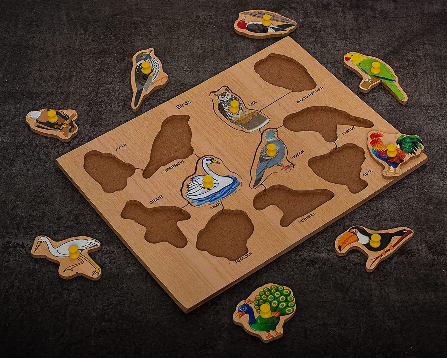 Birds Wooden Knob Peg Puzzle Toy