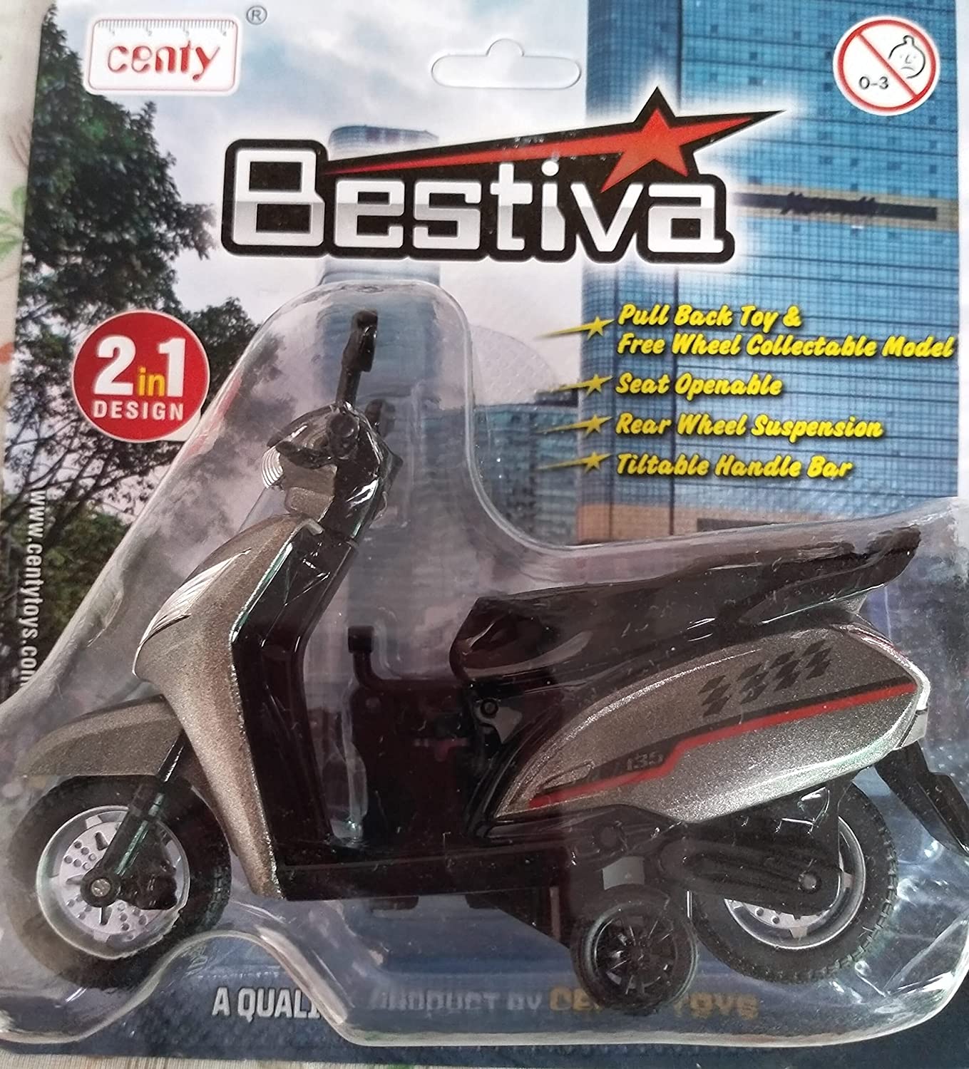 Bestiva Grey Pull Back Scooty Toy