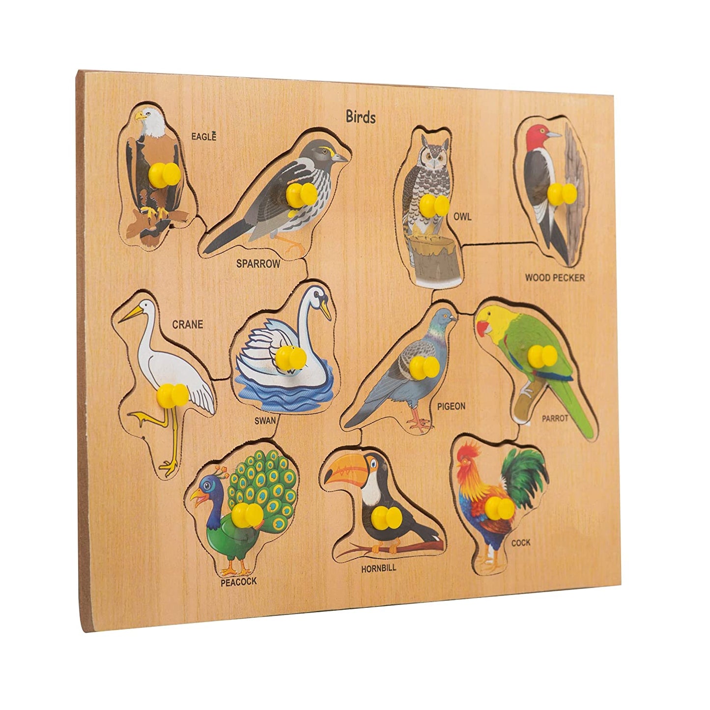 Birds Wooden Knob Peg Puzzle Toy