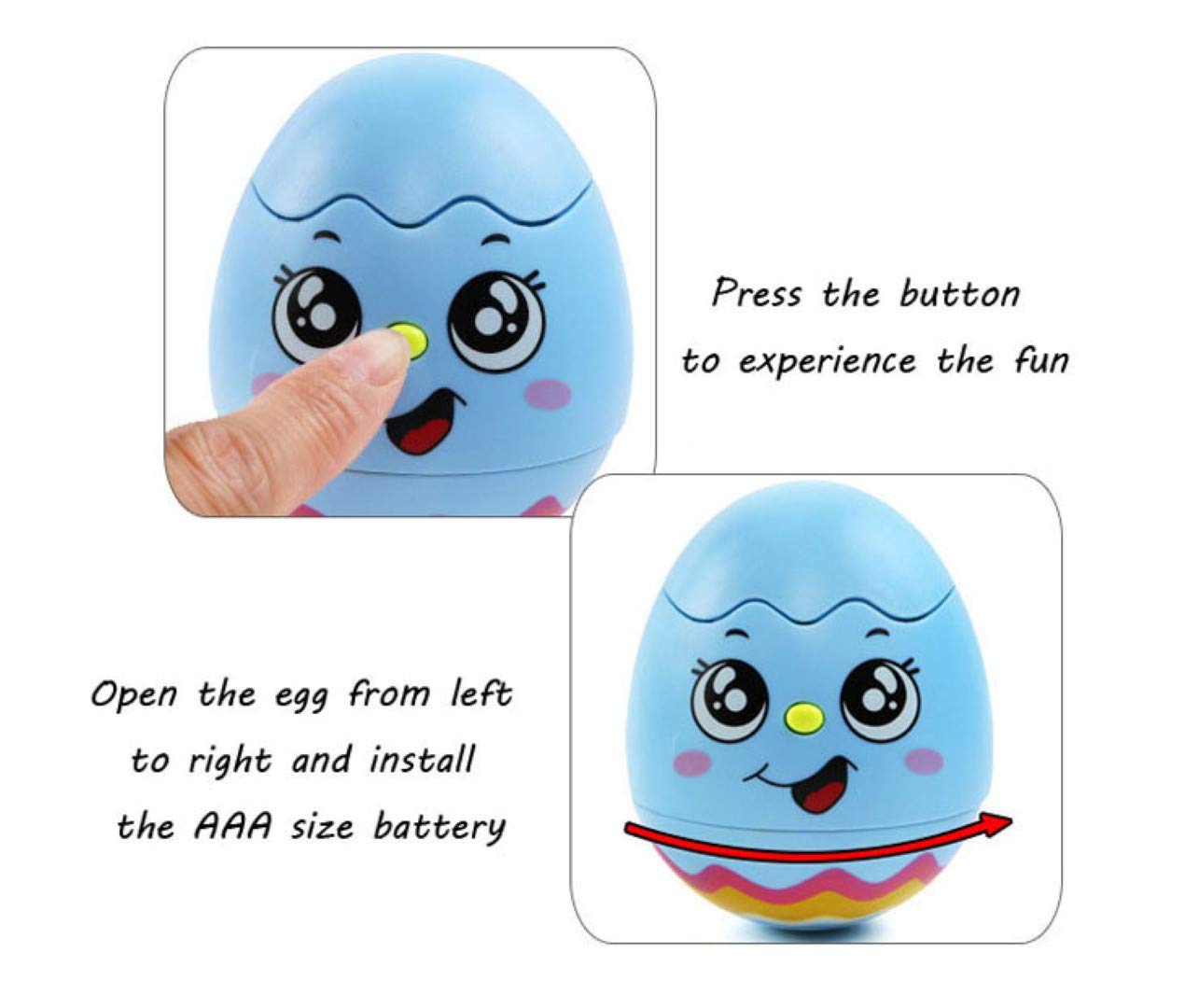 Colorful musical egg toy wobbles and rolls