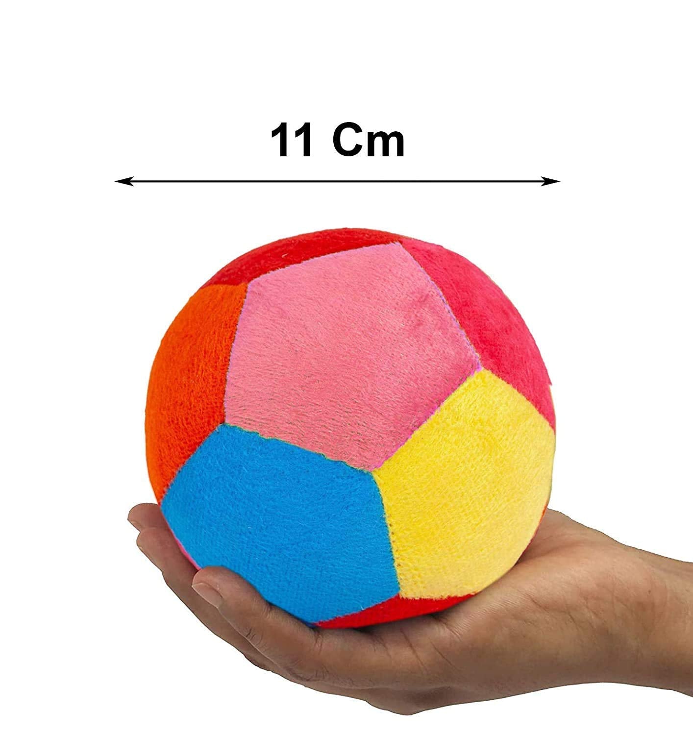 11 cm multicolor plush rattle ball.