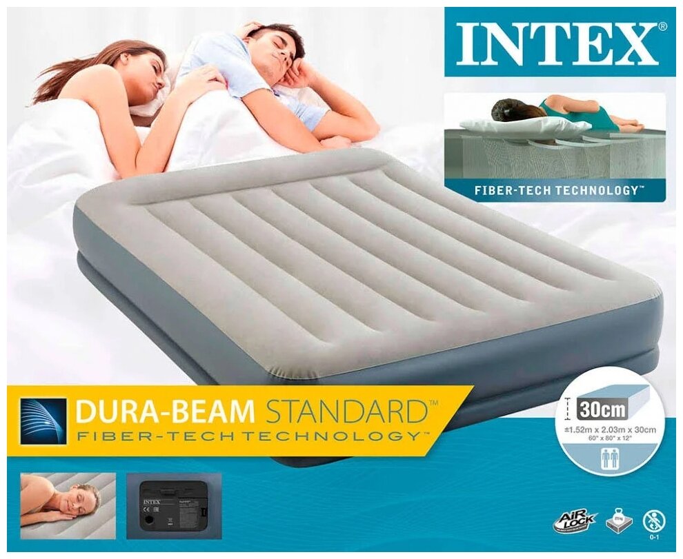 Intex Queen Mid-Rise Airbed with Pump