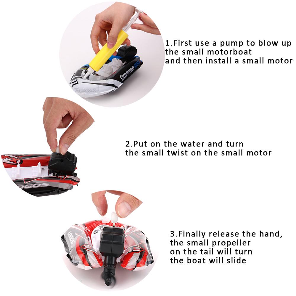 Mini inflatable yacht boat bath toy.