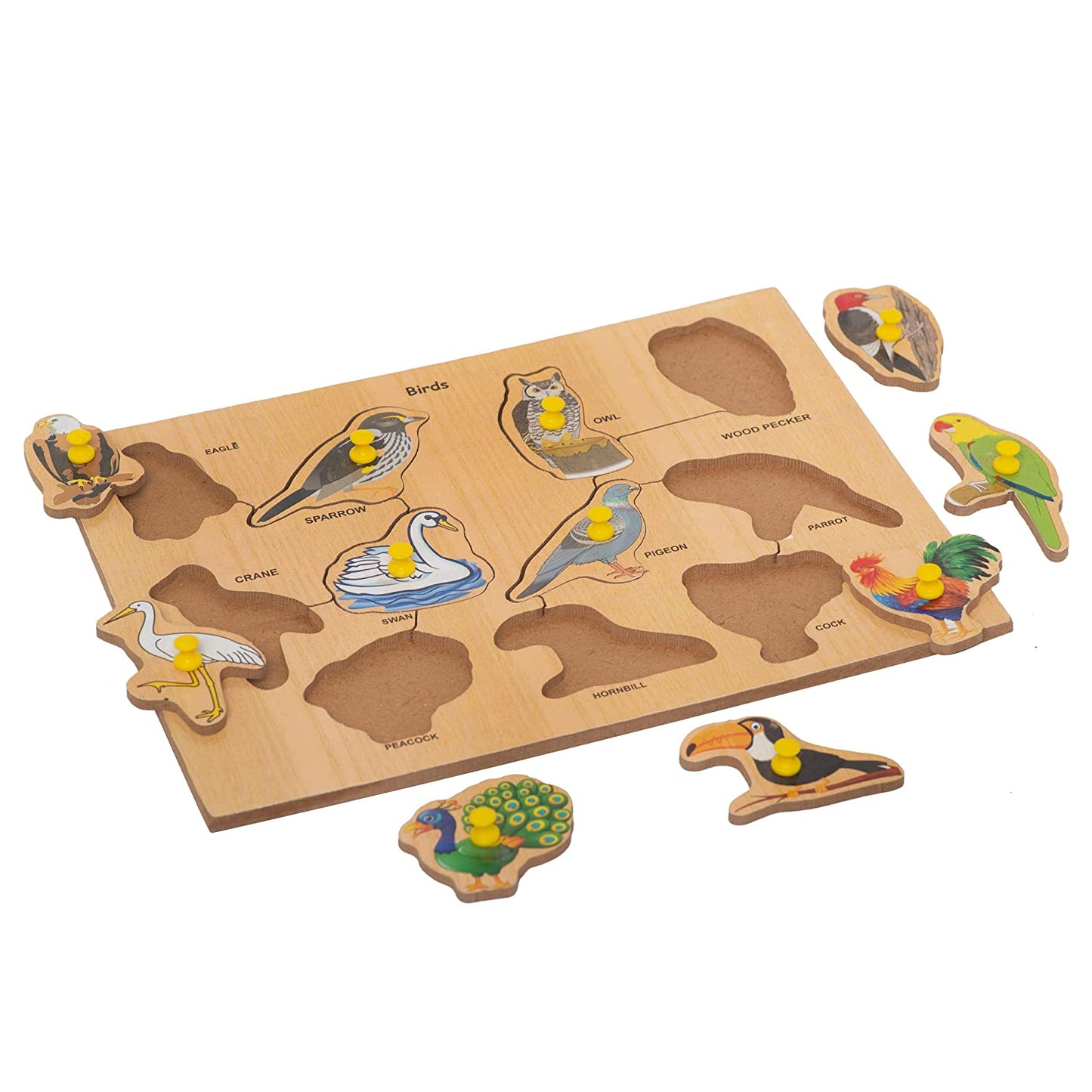 Birds Wooden Knob Peg Puzzle Toy