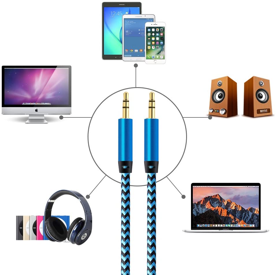 3.5mm Nylon Braided Male Aux Cable