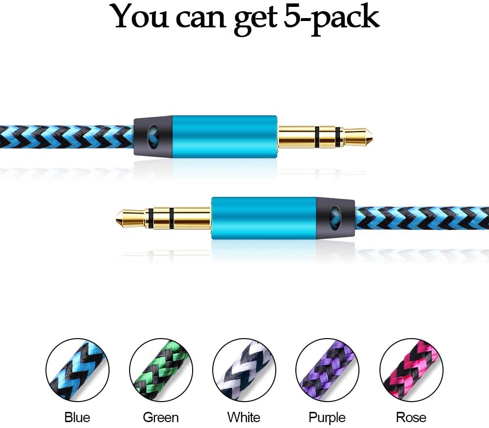 3.5mm Nylon Braided Male Aux Cable