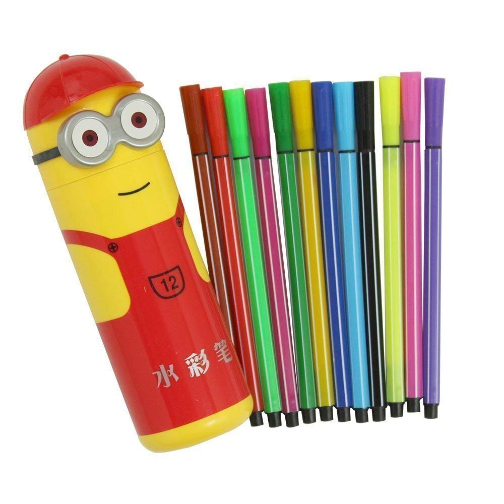 Cartoon Pencil Box with Sketch 12 Pens