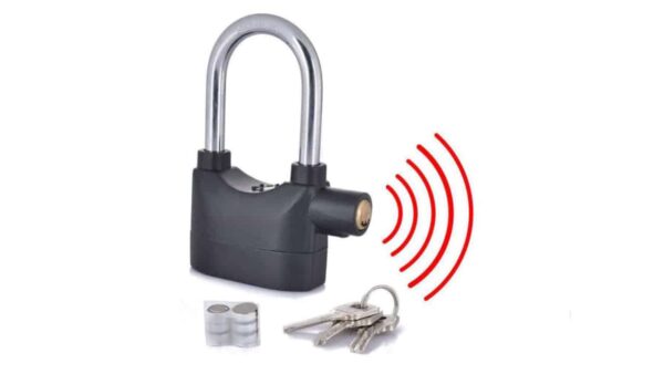 Anti-Theft Siren Alarm Lock Motor for Home, Bike, Shop, Garage Padlock with Smart Motion Sensor (Black)