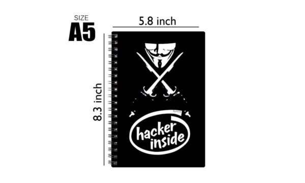 Spiral Notebook Diary A5 200 Pages - Hacker Inside - Image 2