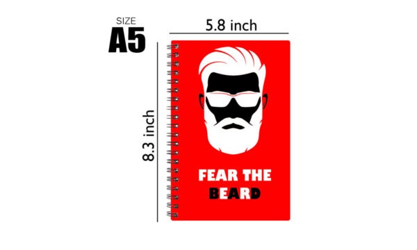 Spiral Notebook Diary A5 200 pages - Fear The Beard - Image 2