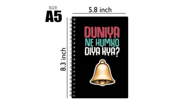 Spiral Notebook Diary A5 200 Pages - Duniya Ne Hamko Diya Kya - Image 3