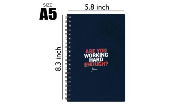 Spiral Notebook Diary A5 200 Pages - Are You Working Hard Enough - Image 2