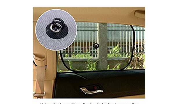 Universal Black Cotton Fabric Car Window Sunshades with Vacuum Cups (Set of 4) - Image 5