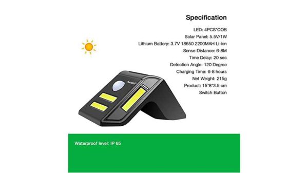 LED Powered Outdoor Waterproof Motion Sensor Super Bright Solar Lamp - Image 4