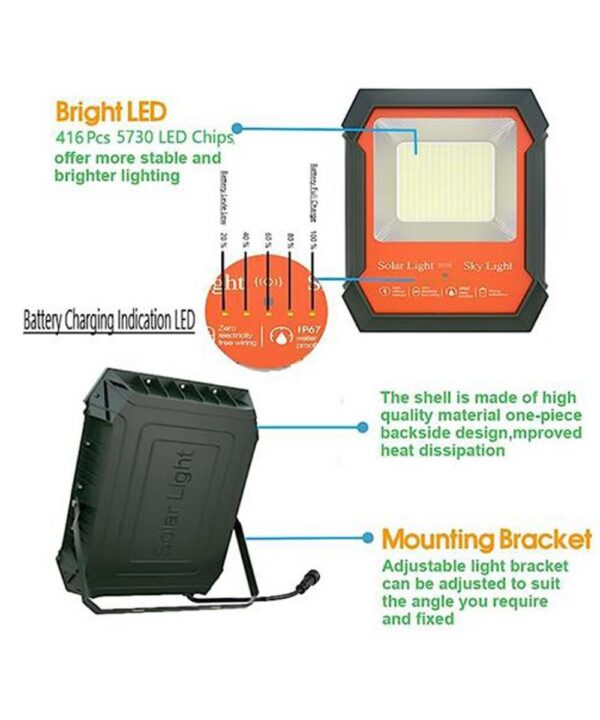 Solar Flood Light 18W | Remote Control | 4-6 Hr Backup | 20000 mah Battery - Image 4