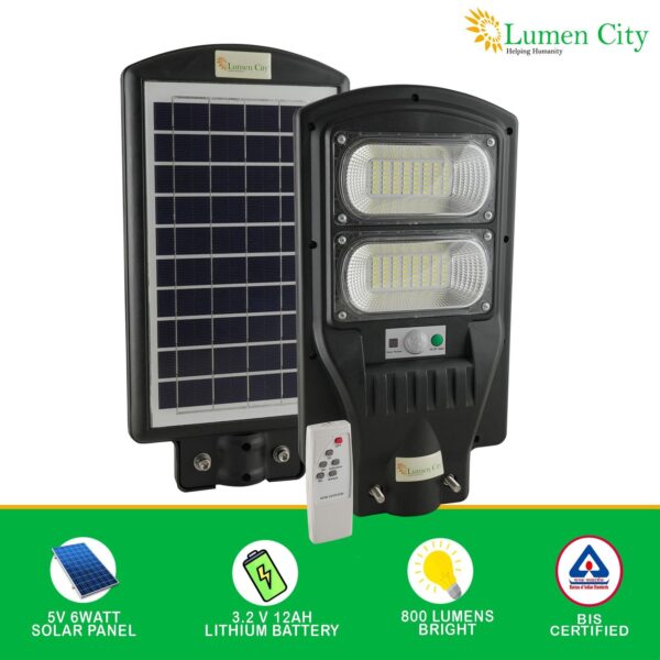 Solar Street Light 6W | Remote Control | 7-8 Hr Backup | 10000 mah Battery - Image 3