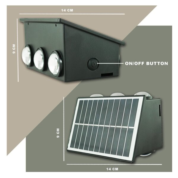 6 Lens Garden Wall Light Solar Powered | Warm White - Image 3