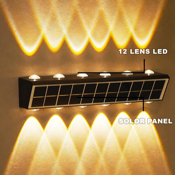 12 Lens Garden Wall Light Solar Powered | Warm White - Image 4