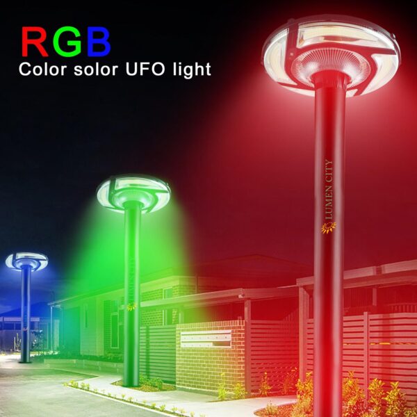 360° Solar Powered UFO Garden Light With RGB Ring 15W - Image 7