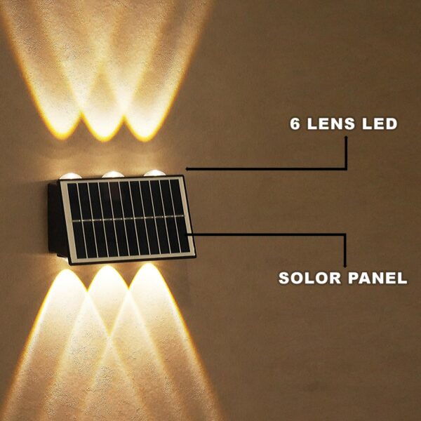 6 Lens Garden Wall Light Solar Powered | Warm White - Image 7