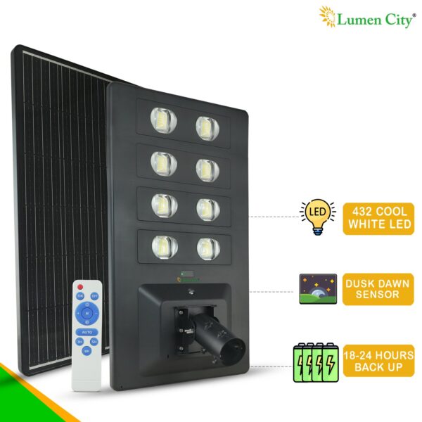 Lens Solar Street Light 50W | Remote Control | 18-24 Hr Backup | 80000 mah Battery | Radar Sensor - Image 2