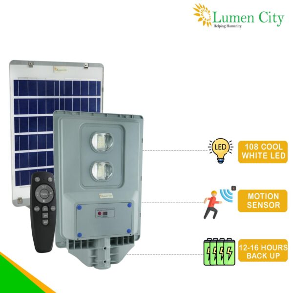 Lens Solar Street Light 15W | Remote Control | 9-10 Hr Backup | 20000 mah Battery | Radar Sensor - Image 4