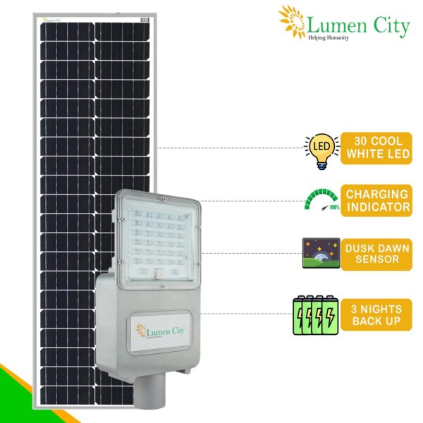 Semi-Integrated Solar Street Light 75W | 24 Hr Backup | 110000 mah Battery | Metal Body - Image 2