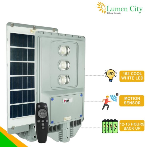 Lens Solar Street Light 22W | Remote Control | 9-10 Hr Backup | 30000 mah Battery | Radar Sensor - Image 2