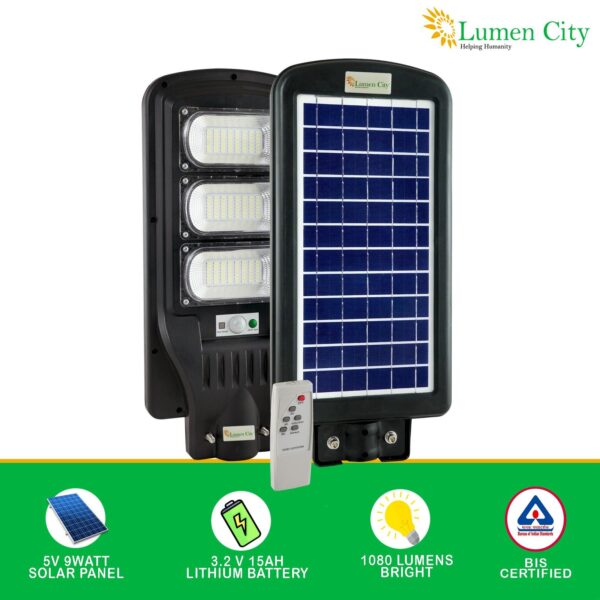 Solar Street Light 9W | Remote Control | 7-8 Hr Backup | 15000 mah Battery - Image 3