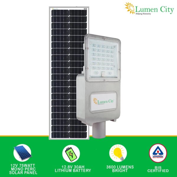 Semi-Integrated Solar Street Light 75W | 24 Hr Backup | 110000 mah Battery | Metal Body - Image 4