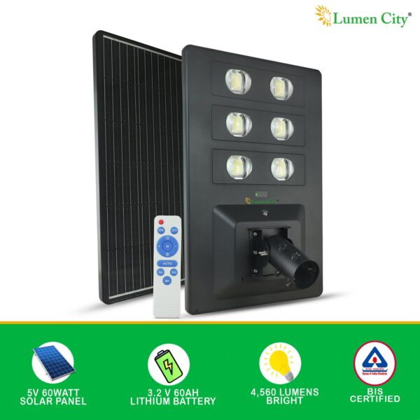 Lens Solar Street Light 38W | Remote Control | 18-24 Hr Backup | 60000 mah Battery | Radar Sensor - Image 3