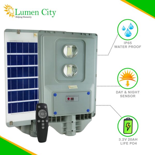 Lens Solar Street Light 15W | Remote Control | 9-10 Hr Backup | 20000 mah Battery | Radar Sensor - Image 2