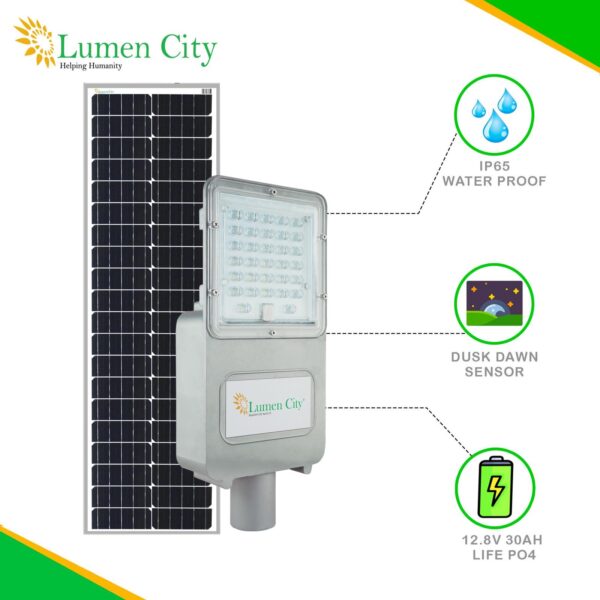 Semi-Integrated Solar Street Light 75W | 24 Hr Backup | 110000 mah Battery | Metal Body - Image 3